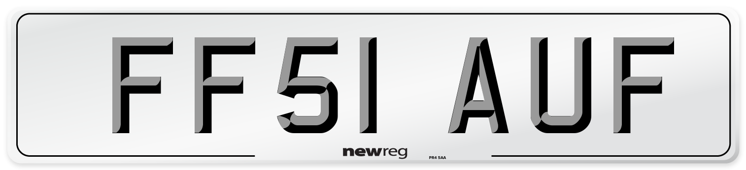 FF51 AUF Number Plate from New Reg